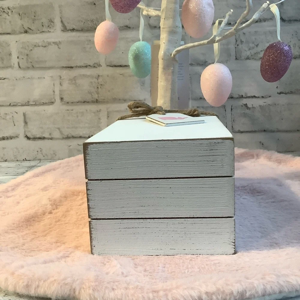 Quill To Paper Bunny Kiss Wood Book Stack